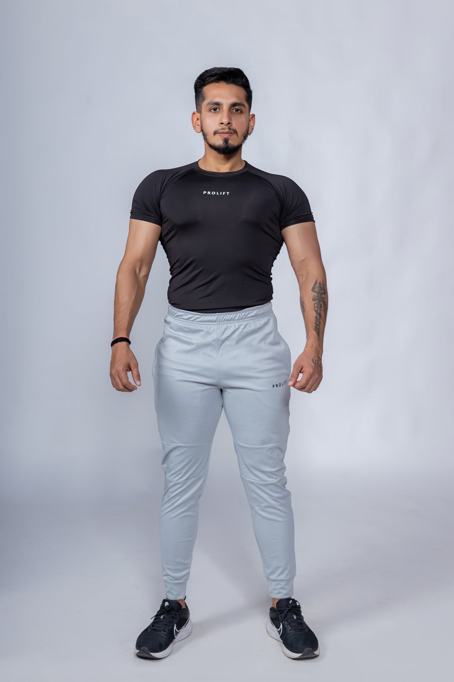 REGULAR TRACK PANTS-LIGHT GREY