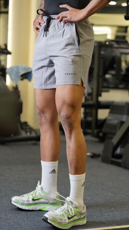 MENS GREY SHORTS WITH ZIPPER POCKETS