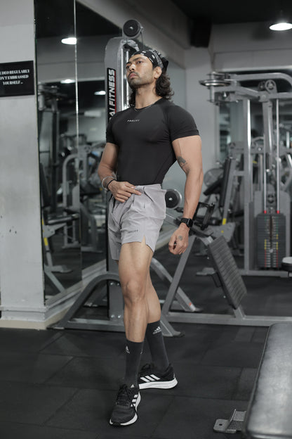 MENS GREY SHORTS WITH ZIPPER POCKETS